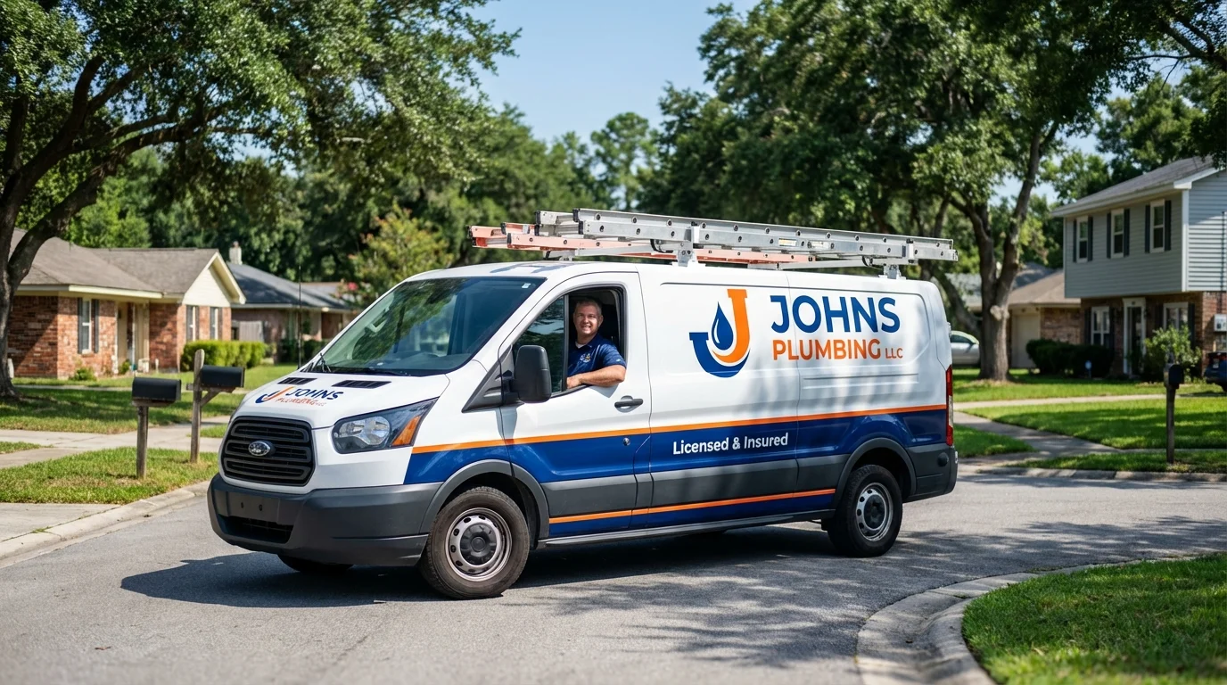 Johns Plumbing LLC service van in Summit Hill, PA