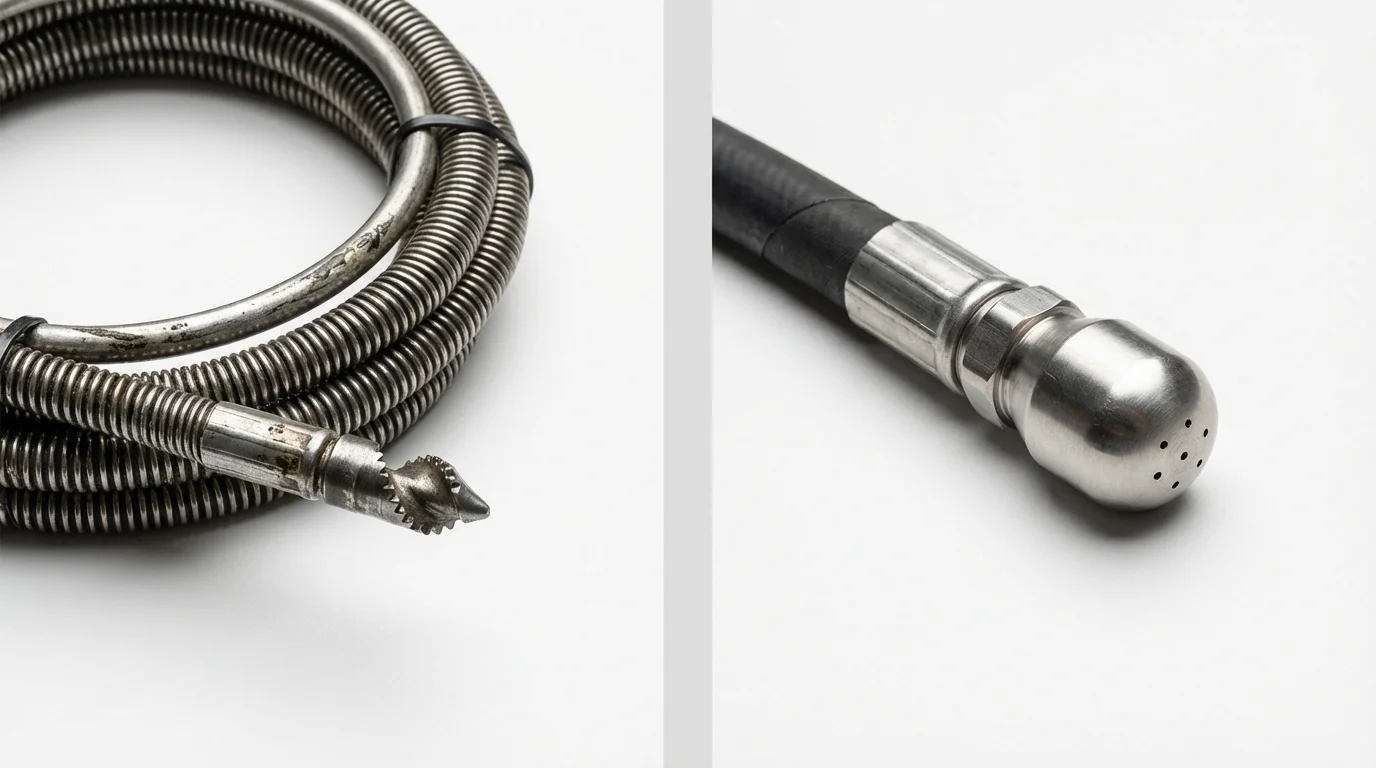 Drain snake cable and hydro jetting nozzle used for drain cleaning in Summit Hill, PA