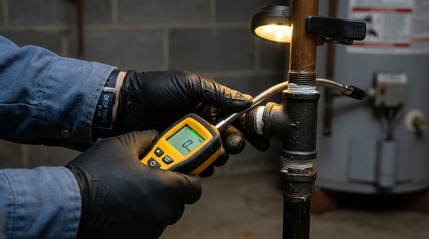 Gas leak detection with electronic sniffer by Johns Plumbing LLC in Summit Hill
