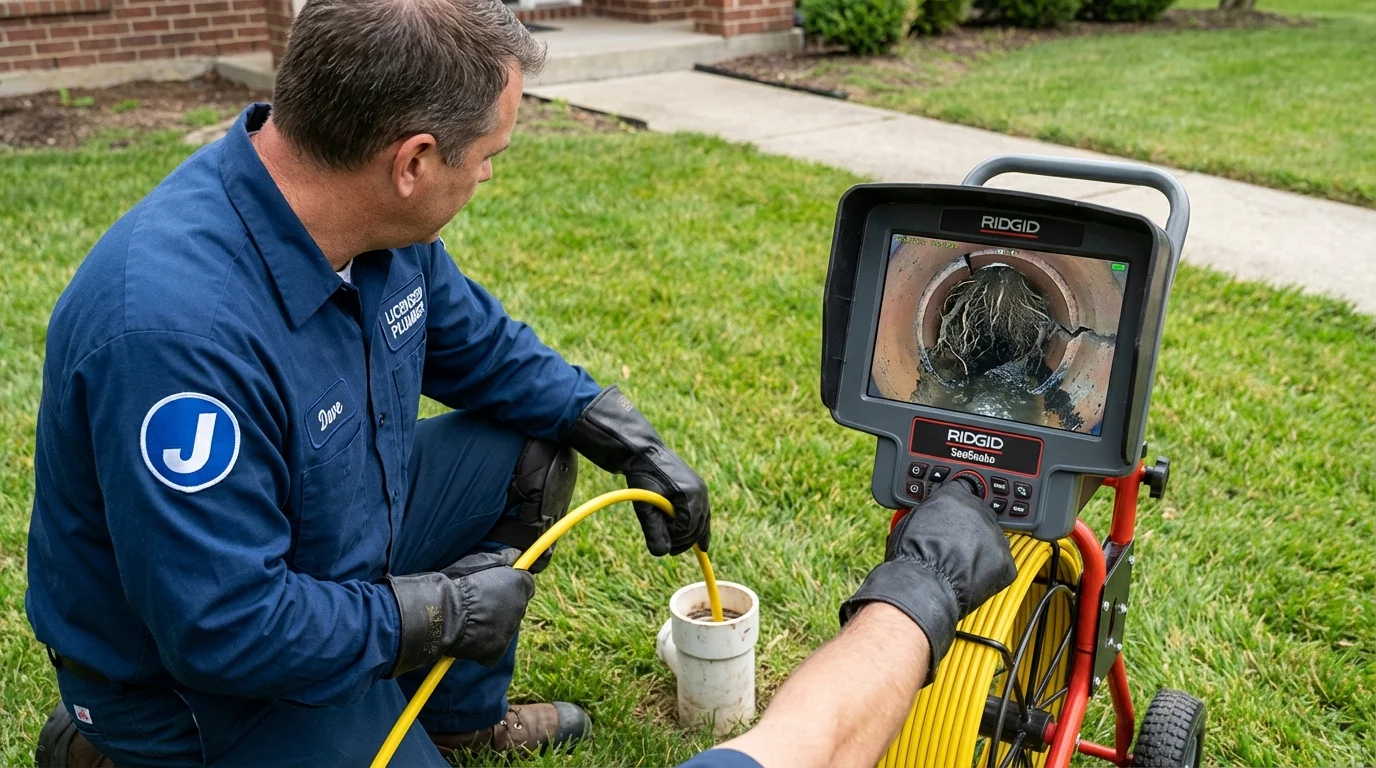 Sewer camera inspection being performed by Johns Plumbing LLC in Summit Hill