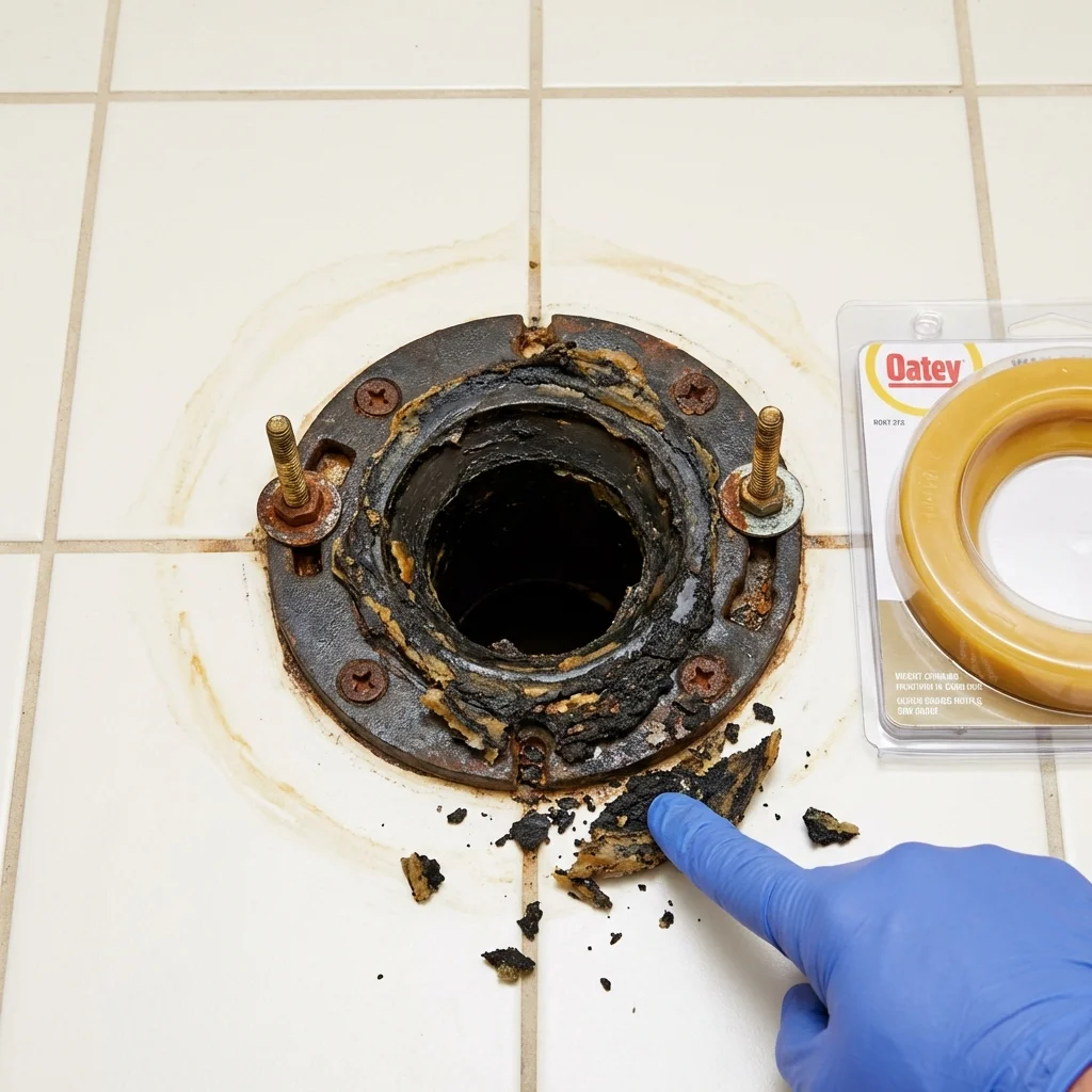 Failed wax ring showing water seepage at the base of a toilet in a Summit Hill, PA home