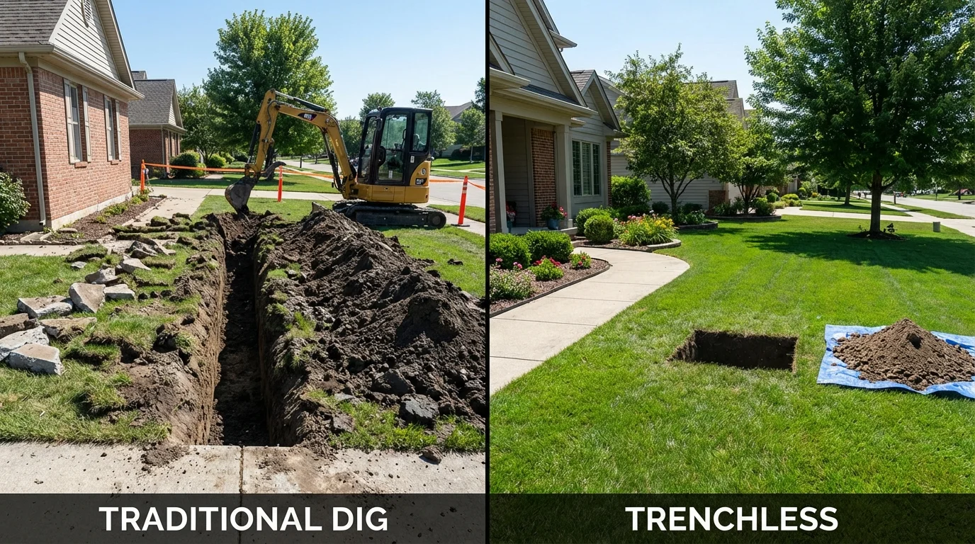 Trenchless sewer repair with minimal yard damage versus traditional excavation in Summit Hill, PA